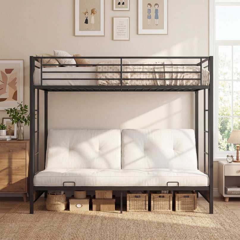 Giantex 77" x 41.5" x 71" Twin Over Twin Futon Bunk Bed