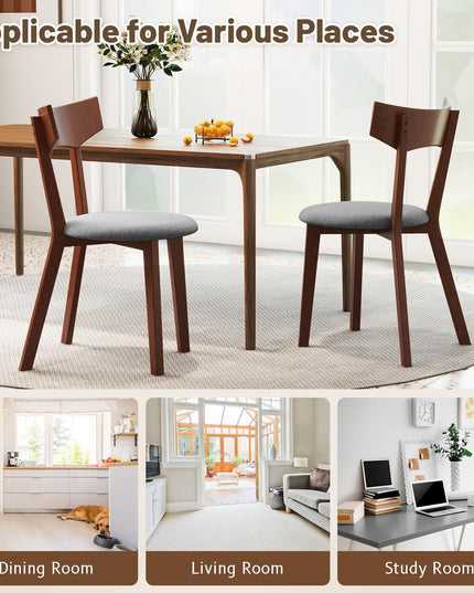Giantex Wooden Dining Chairs, Solid Wood Kitchen Chairs w/Curved Back & Cushioned Seat