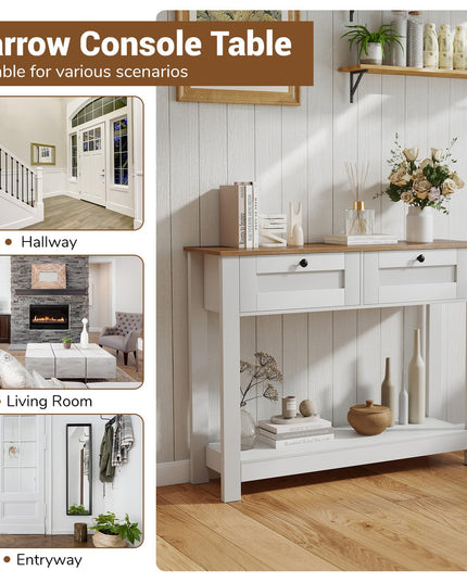 Giantex 42" Farmhouse Console Table with 2 Drawers