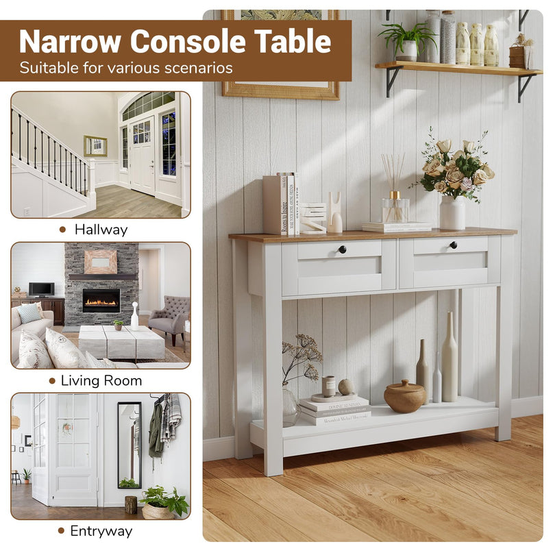 Giantex 42" Farmhouse Console Table with 2 Drawers