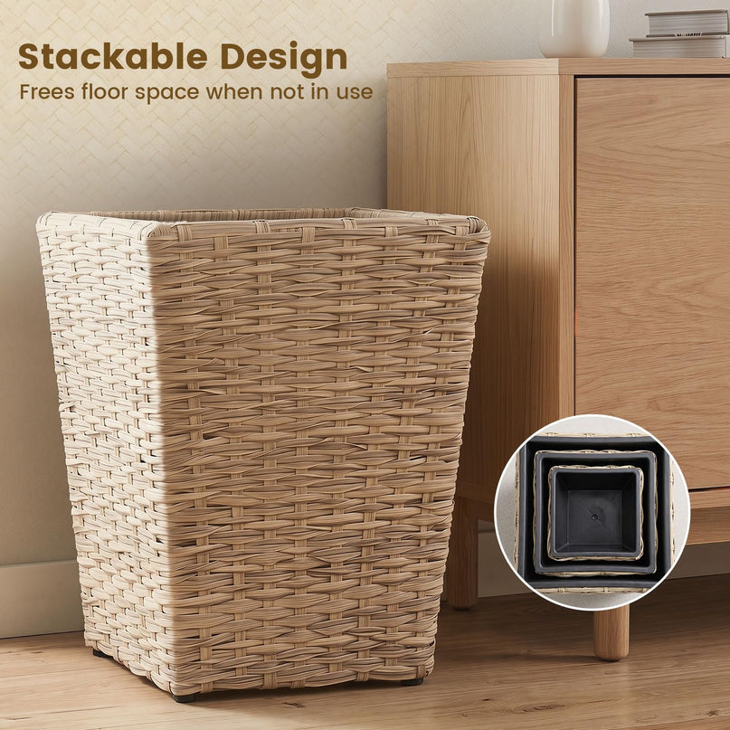 Giantex 3-Piece Rattan Planter Box Kit for Indoor & Outdoor Plants