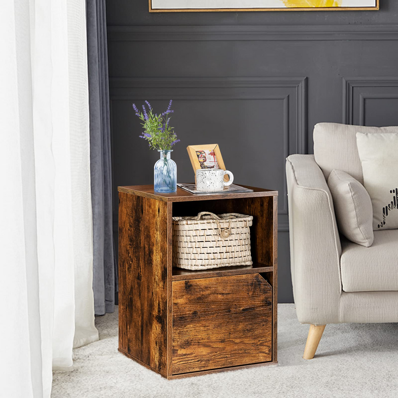 Giantex Set of 2 Nightstands, End Table Bedside Table w/Storage Cabinet and Open Shelf