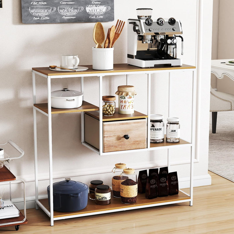 Table console étroite Giantex de 40 pouces avec étagères de rangement ouvertes et tiroir amovible