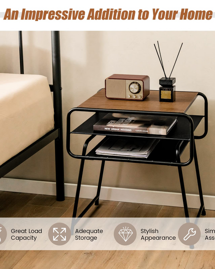 Giantex 3-Tier Side End Table with Shelf