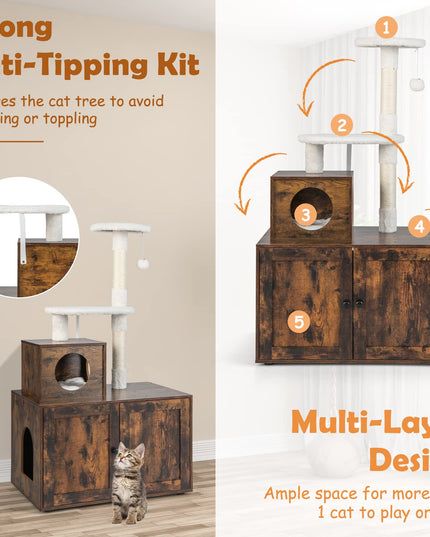 Giantex Cat Tree with Litter Box Enclosure