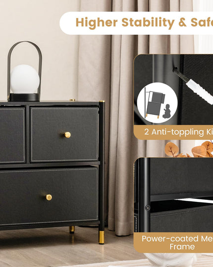 Giantex Dresser for Bedroom with 5 Storage Drawers - Fabric Dresser Tower with Metal Frame, Fabric Bins