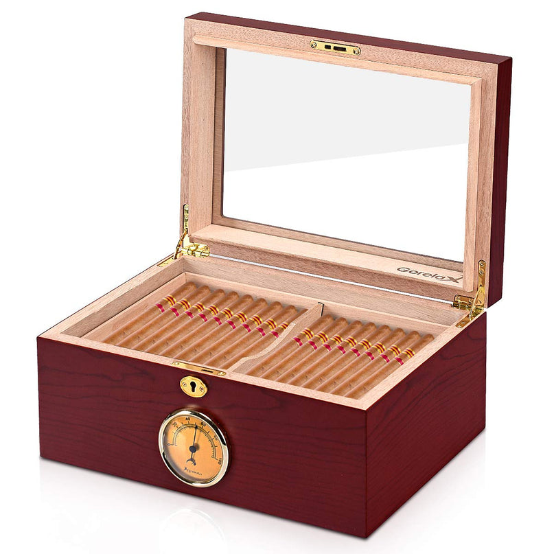 Giantex Desktop Cigar Humidor Tempered Glasstop Lockable