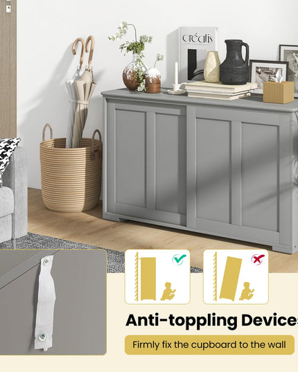 Giantex Buffet Cabinet with Storage, Coffee Bar Wine Cabinet, Farmhouse Sideboard w/Sliding Door
