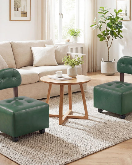 Giantex Small Modern Square Rolling Footrest Stools Set of 2