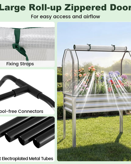Giantex 44x22x60 Raised Garden Bed with Legs & Greenhouse Cover (1/2)