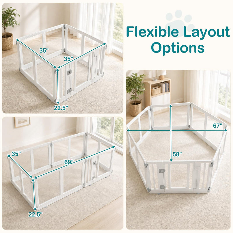 GIANTEX Clear Dog Playpen 6/8 Panel Puppy Playpen with Lockable Door