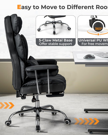 Giantex Office Desk Chair, High Back Executive Office Chair with Foot Rest and Lumbar Support