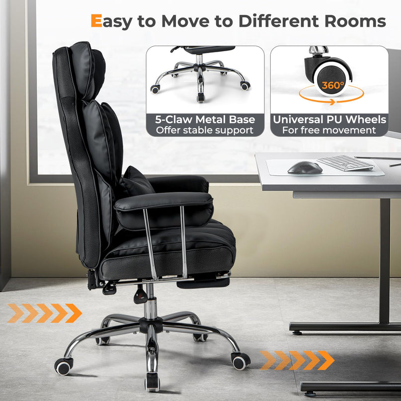 Giantex Office Desk Chair, High Back Executive Office Chair with Foot Rest and Lumbar Support
