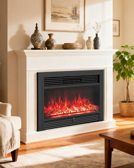 Giantex Insert de cheminée électrique encastrable/mural de 84 cm avec chauffage 750/1500 W