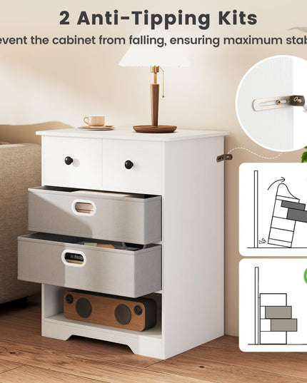 Giantex Nightstand with 4 Storage Drawers for Bedroom Living Room Hallway