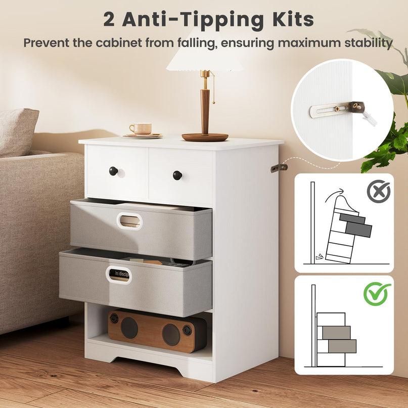 Giantex Nightstand with 4 Storage Drawers for Bedroom Living Room Hallway