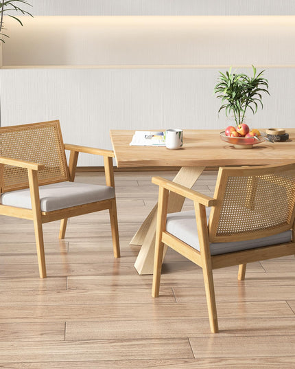 Giantex Modern Rattan Accent Chair Set of 2/4, Mid Century Accent Chairs w/Curved Backrest