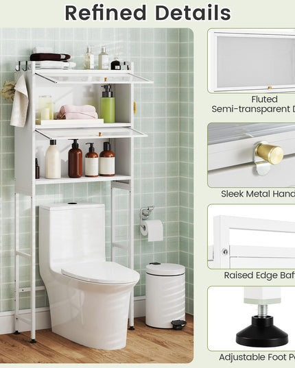 Armoire de rangement Giantex au-dessus des toilettes avec 2 portes cannelées basculantes
