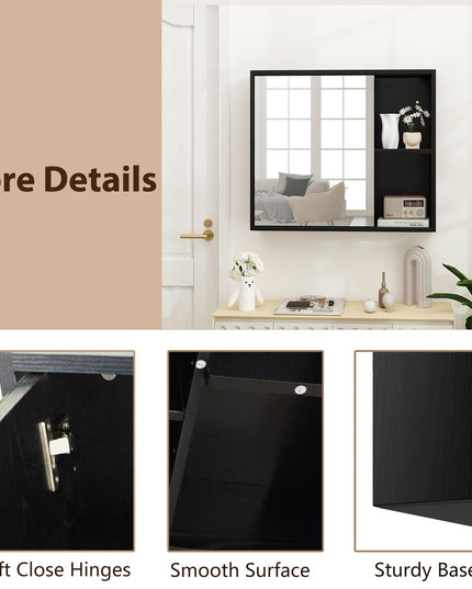 Giantex Medicine Cabinet, Bathroom Wall Cabinet with Mirror Door, 2 Adjustable Shelves, 2 Open Shelves