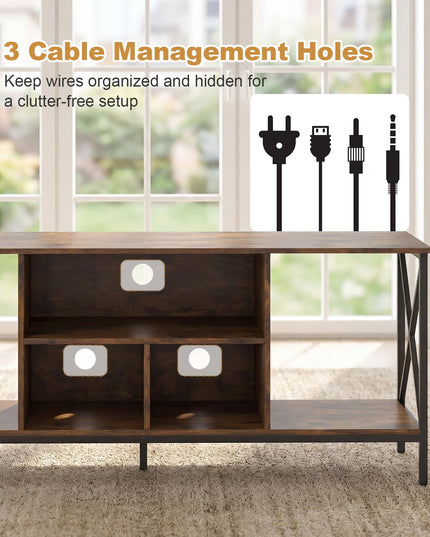 Giantex TV Stand with LED Lights & Power Outlets for 65 Inch TV