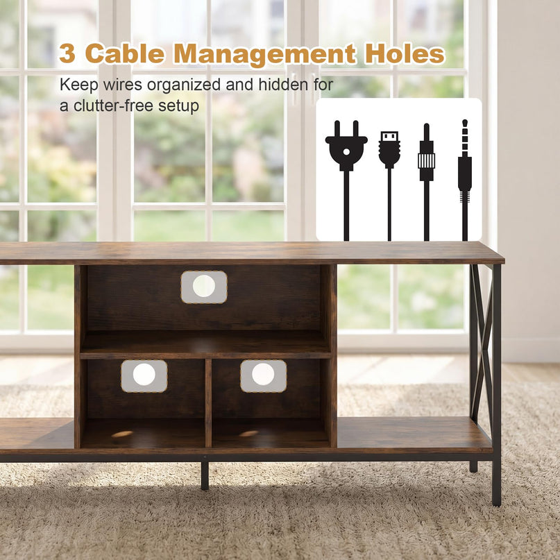 Giantex TV Stand with LED Lights & Power Outlets for 65 Inch TV