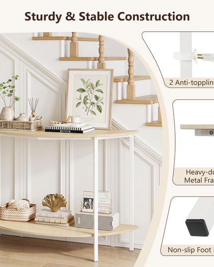 Giantex Half Moon Console Table | 40" Narrow Entryway Table with Storage Shelf