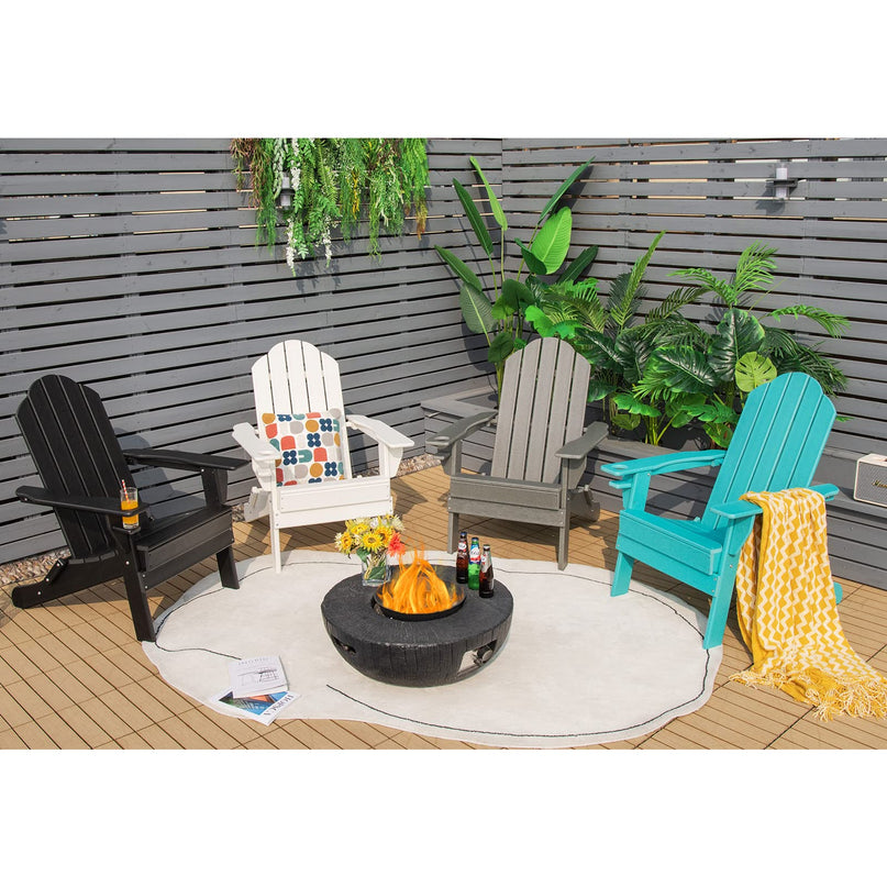 Adirondack Chair Outdoor Folding Chairs, Weather Resistant Patio Chair with Built-in Cup