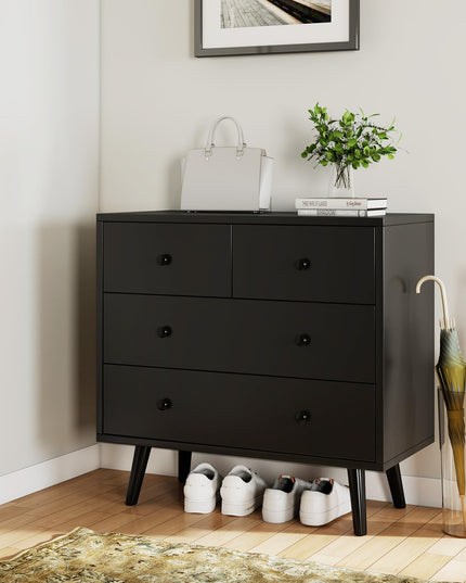 Commode large en bois Giantex à 4 tiroirs pour chambre à coucher et salon