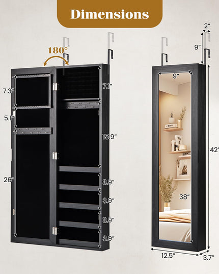 Giantex Wall Door Mounted Jewelry Armoire Cabinet with Full-length Mirror