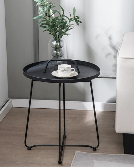 Giantex Outdoor Side Table with Handle - Metal Patio End Table