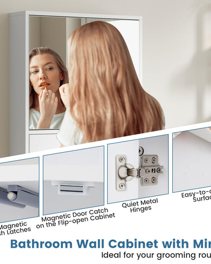 Giantex Medicine Cabinet, Bathroom Wall Mount Cabinet with Mirrored Door