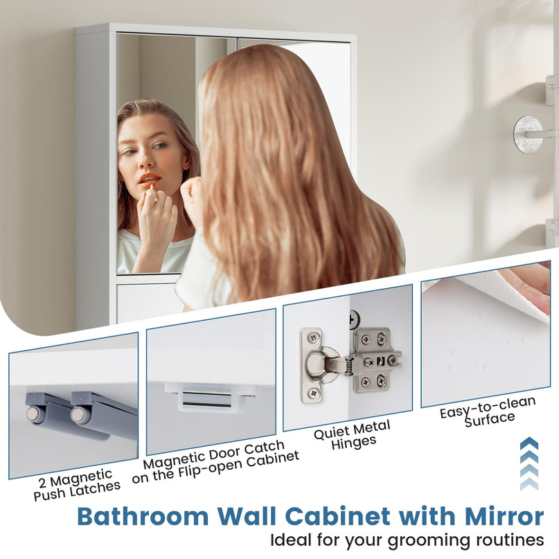 Giantex Medicine Cabinet, Bathroom Wall Mount Cabinet with Mirrored Door