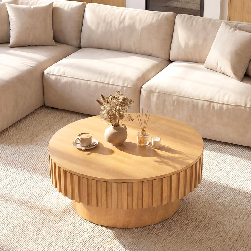 Table basse ronde Giantex avec rangement pour petits espaces de salon