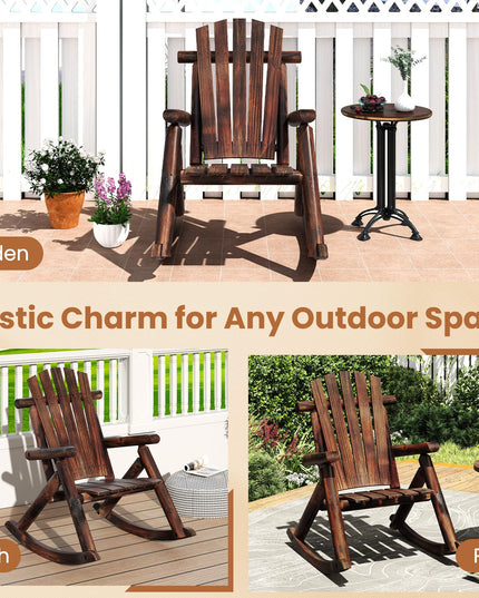 Giantex 1/2 Pcs Outdoor Wooden Rocking Chair(27”x36”x 38”)