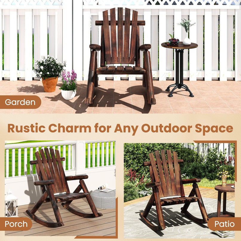 Giantex 1/2 Pcs Outdoor Wooden Rocking Chair(27”x36”x 38”)