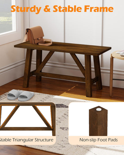 Giantex 38" Wooden Dining Bench with Rubber Wood Frame