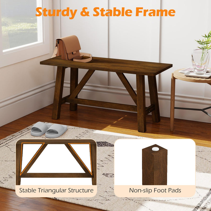 Giantex 38" Wooden Dining Bench with Rubber Wood Frame