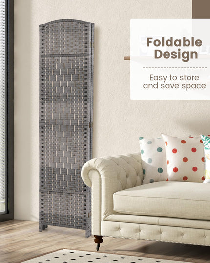 Giantex Room Divider 4 Panel, 6FT Tall Folding Privacy Screen with Solid Wood Frame