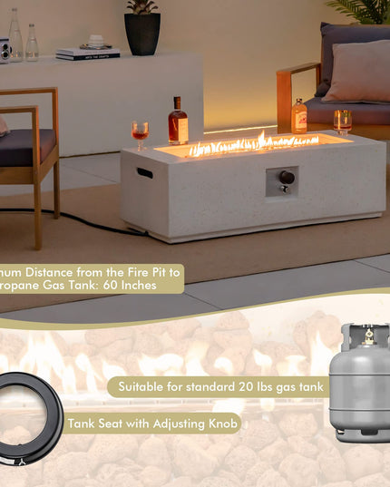 Giantex Rectangle Fire Pit Table - 50,000 BTU Terrazzo Propane Gas Fire Table