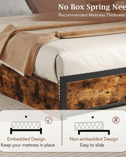 Giantex  LED Bed Frame with Charging Station & 4 Storage Drawers