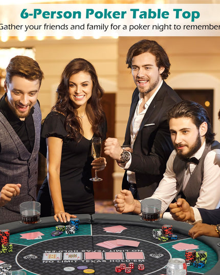 Giantex 48" Poker Table Top, 6 Player Foldable Round Blackjack Poker Table Topper w/Carrying Bag