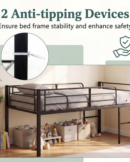 Giantex Twin Low Loft Bed with 21.5" H Under-Bed Space