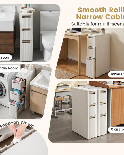 Giantex 3-Tier/ 4-Tier Narrow Rolling Storage Cabinet (1/2)