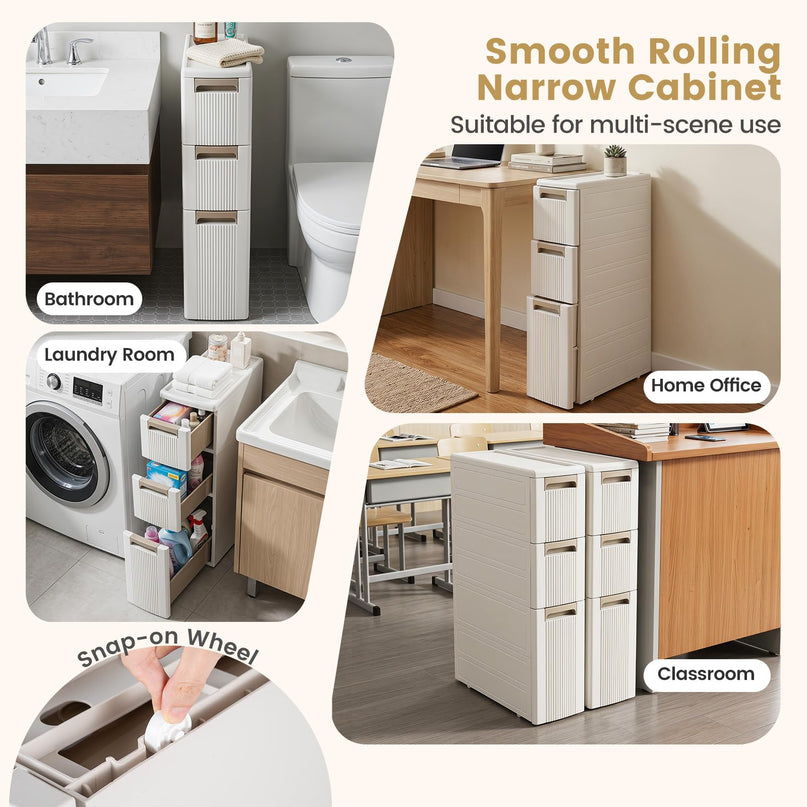 Giantex 3-Tier/ 4-Tier Narrow Rolling Storage Cabinet (1/2)