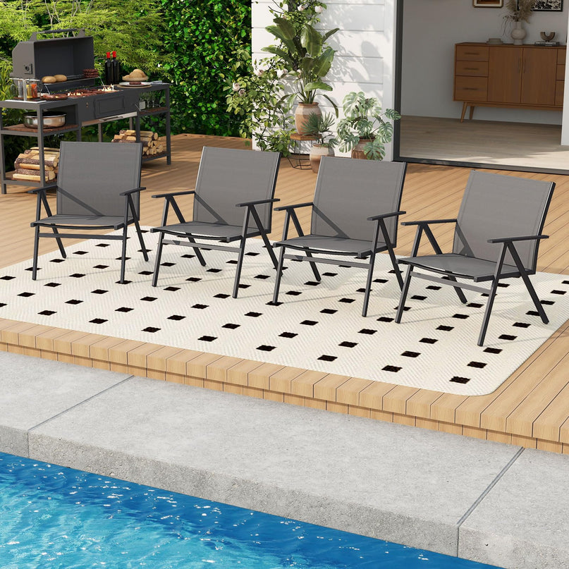 Giantex Patio Chairs Set of 2 w/Sturdy Metal Frame & Breathable Seat Back