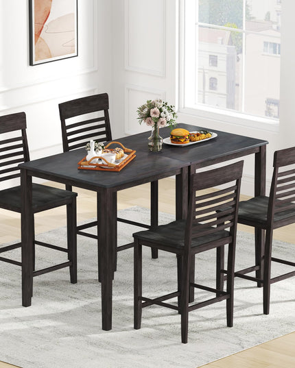 Giantex Counter-Height Square Kitchen Table and 4 Chairs Set with Rubber Wood Frame