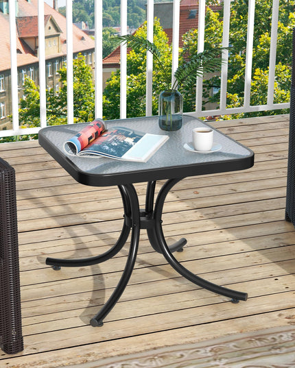 Giantex Small Outdoor Side Table with Tempered Glass Top Set of 2