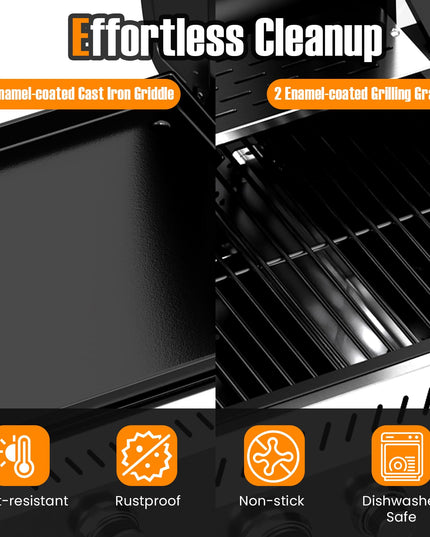 GIANTEX 5-Burner 48,000 BTU Propane Gas Grill and Griddle Combo with Side Burner