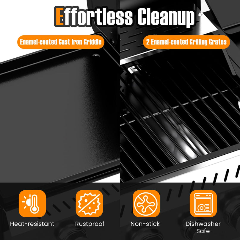 GIANTEX 5-Burner 48,000 BTU Propane Gas Grill and Griddle Combo with Side Burner