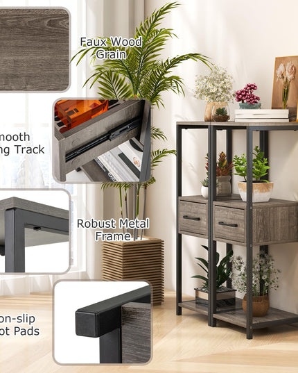 Giantex 3 Tier Tall Plant Stand Indoor, 36 Inch Corner Plant Holder with Drawer & Metal Frame